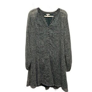 JOIE Balloon Sleeve Dress Limited Edition Animal Spot Green Womens L boho preppy